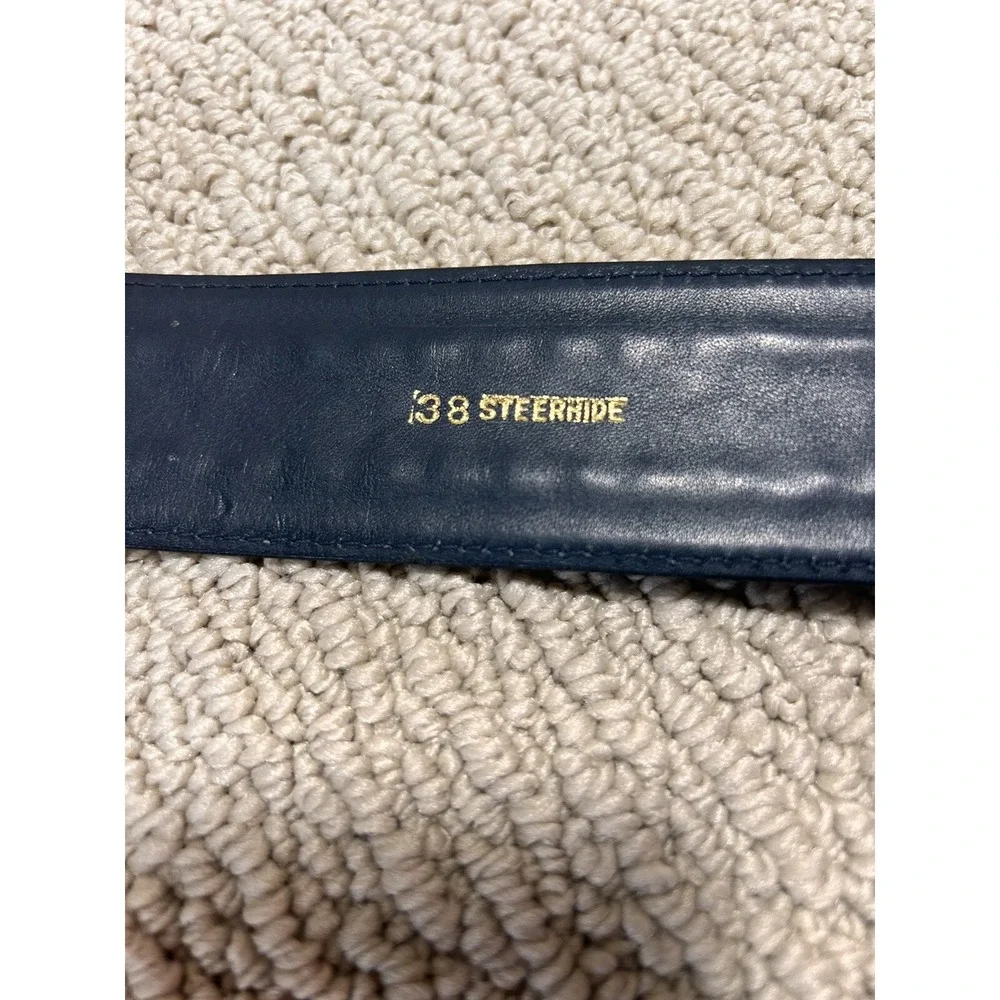 Vintage Wide Navy Steerhide Belt - 38‎ Inches Waist Size 32-34